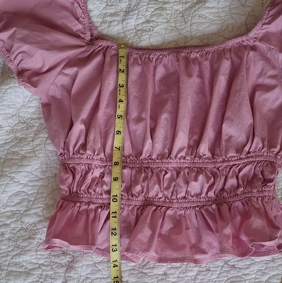 Pink Cotton Peasant Top - Picture 5 of 6